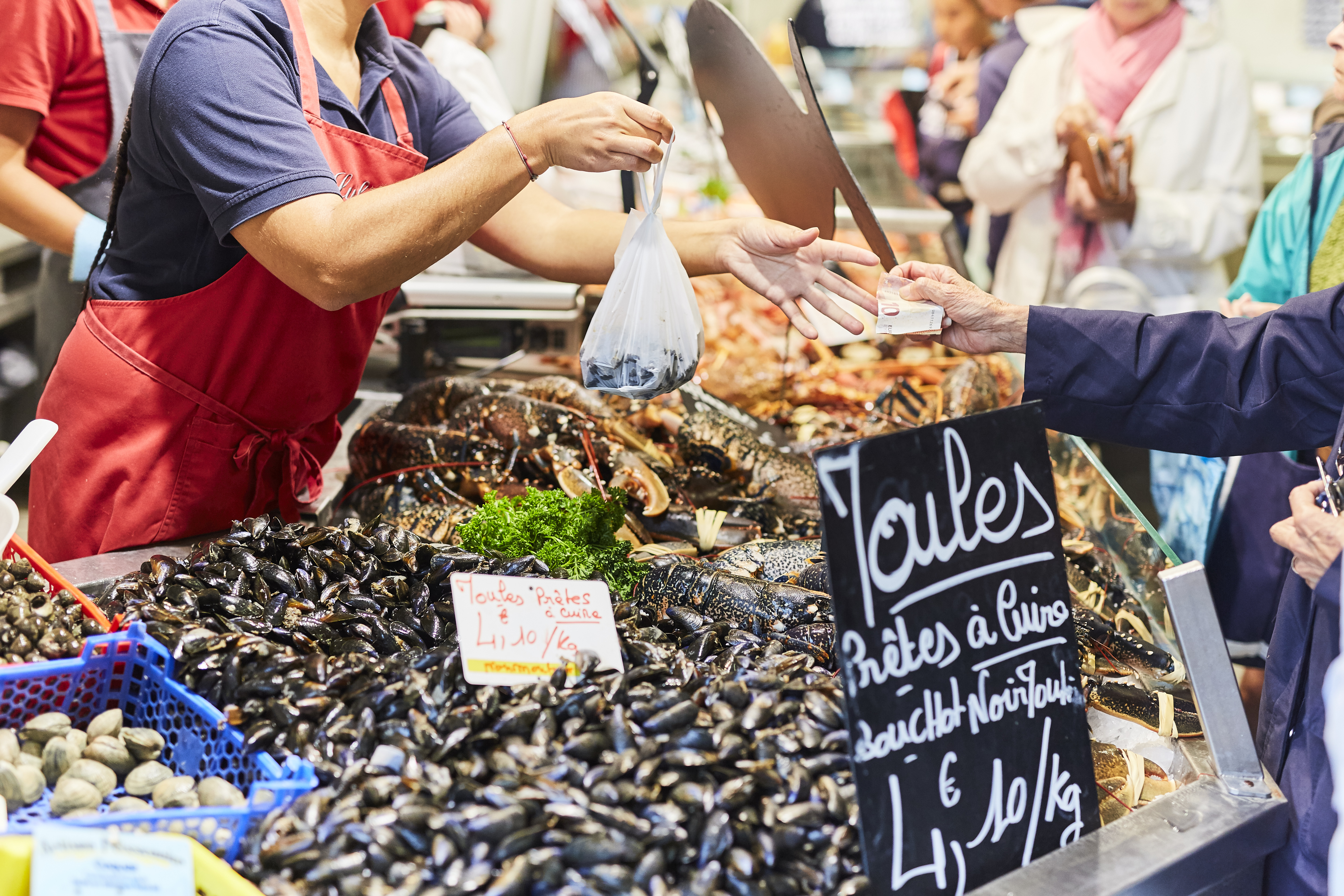 Les moules sur l'étale du marché © Alamoureux Les moules sur l'étale du marché © Alamoureux