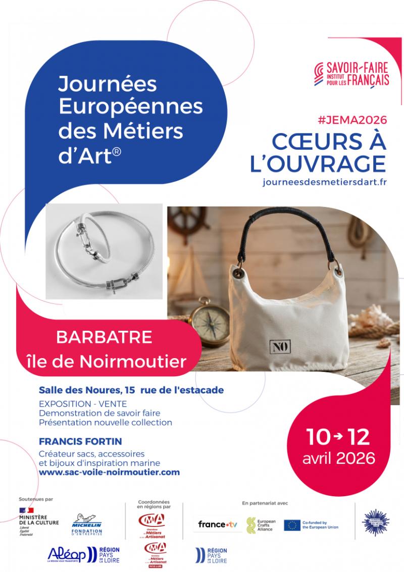 Du 10 au 12 avril 2026 - Journées Européennes des Métiers d'art