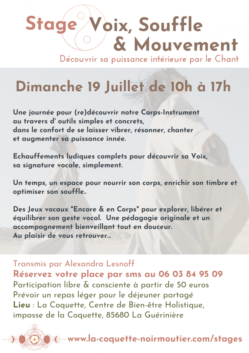 19 juillet 2026 - Stage voix, souffle et mouvement