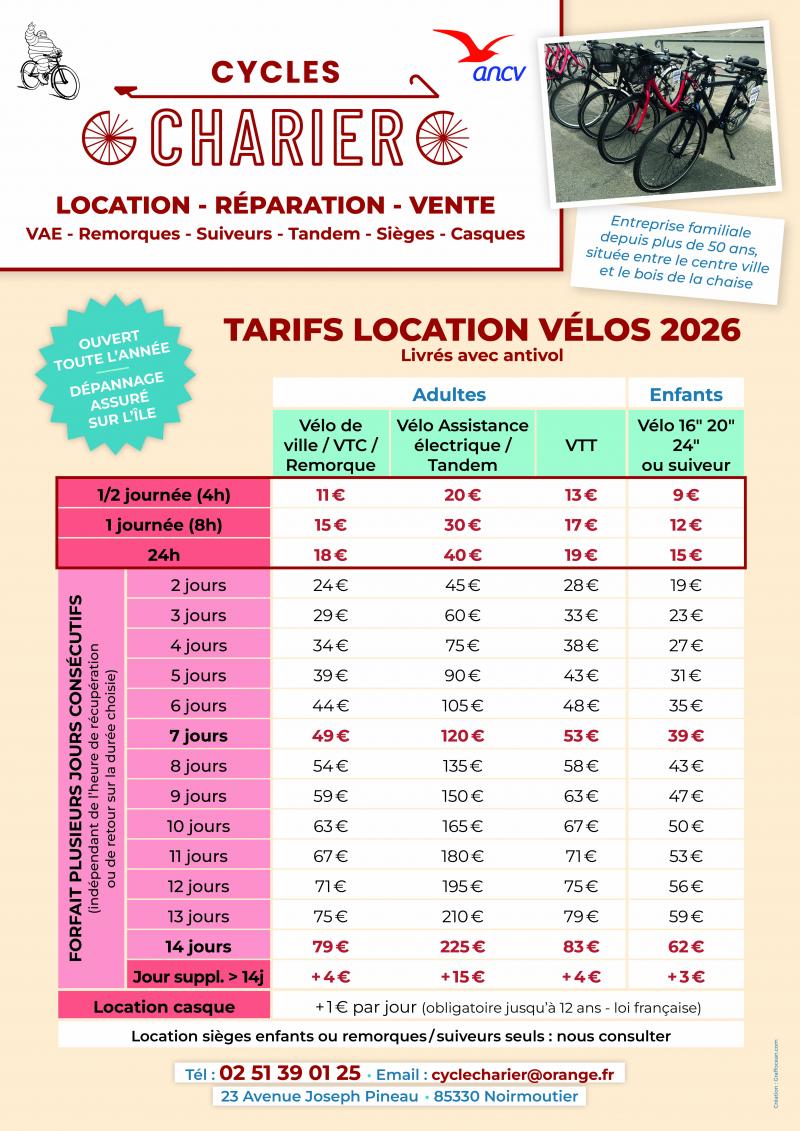 Cycles Charier - Location de vélos/Réparation/Vente