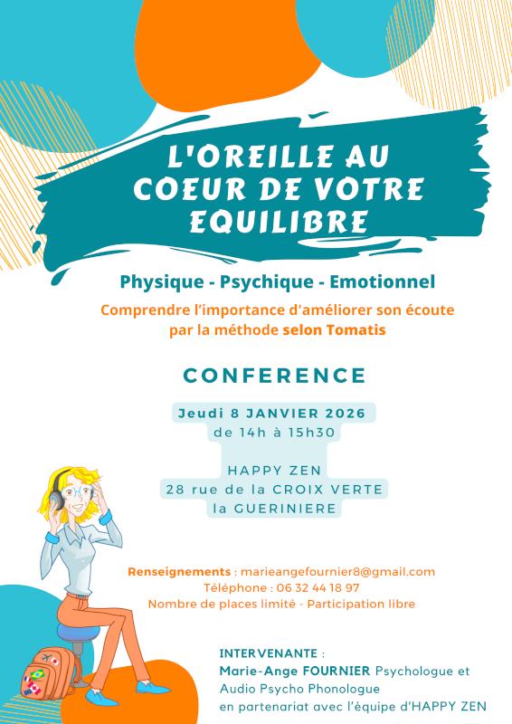 8 janvier 2026 - Conférence : L'oreille au coeur de votre équilibre par Marie-Ange FOURNIER