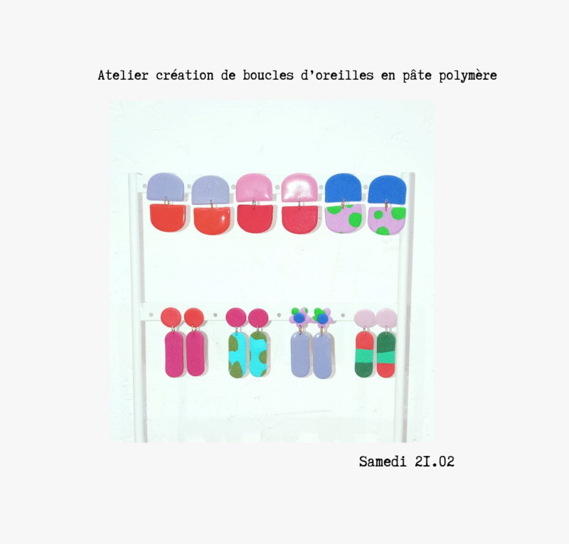21 février 2026 - Atelier boucles d'oreilles en argile polymère avec Fanny