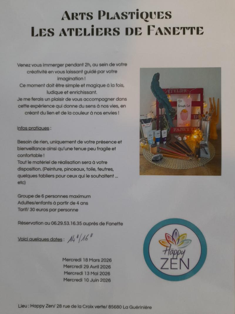 10 juin 2026 - Les ateliers (arts plastiques) de Fanette au Happy Zen