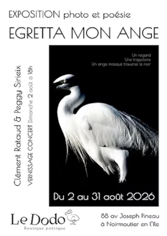Du 2 au 31 août 2026 - Exposition photo et poésie : Egretta mon ange par Clément RATAUD & Peggy SIRIEIX