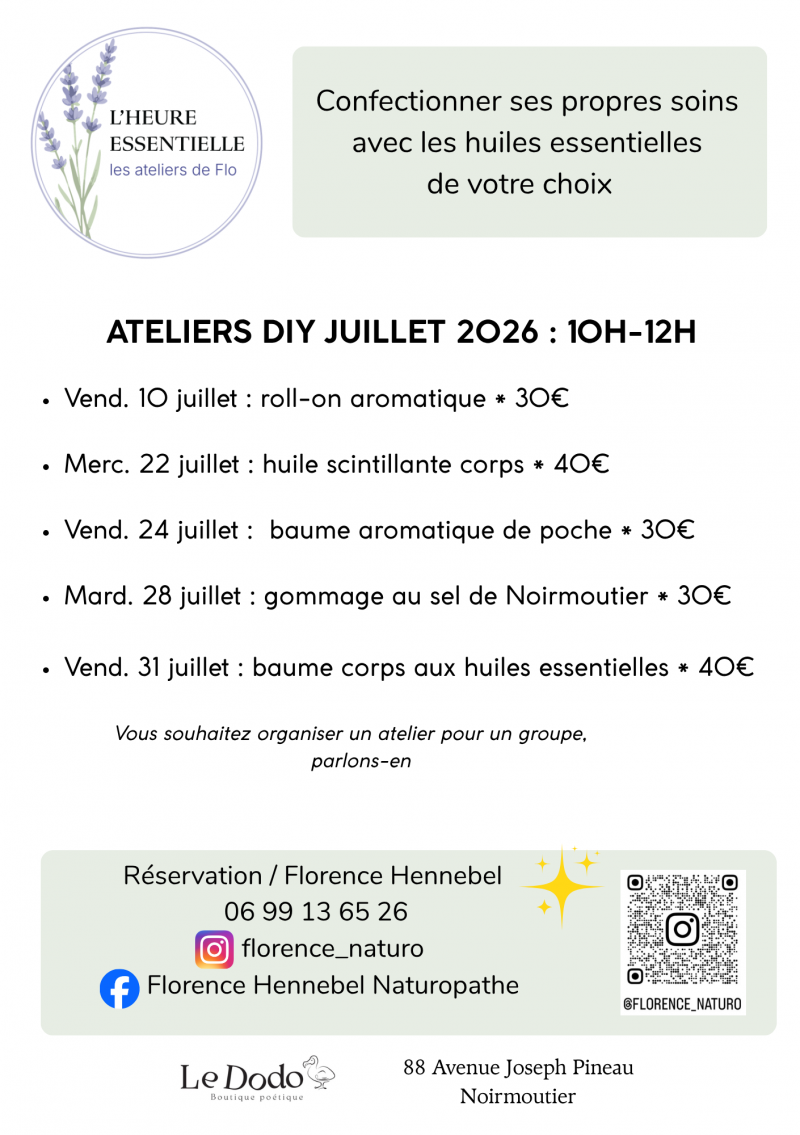 31 juillet 2026 - L'heure essentielle avec les ateliers de Flo