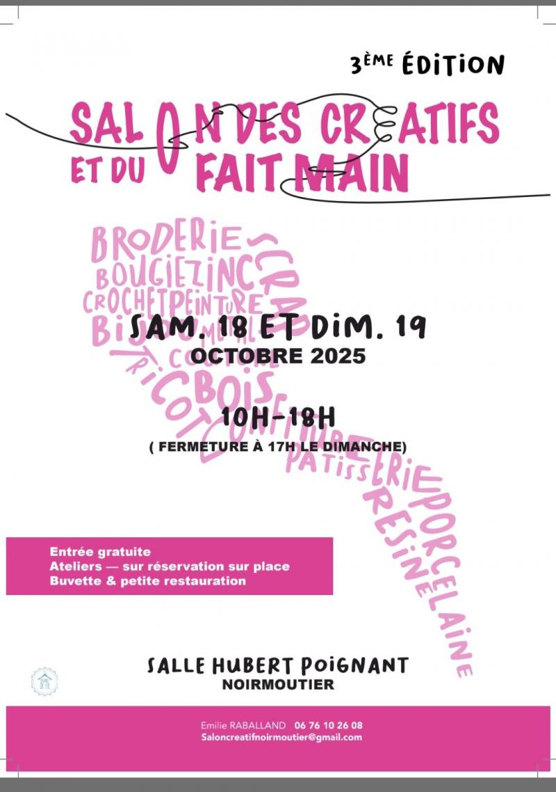 18 et 19 octobre 2025 - 3ème salon des créatifs et du fait main
