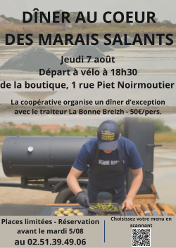 7 août 2025 - Diner gastro au coeur des marais salants par la Coopérative de Sel