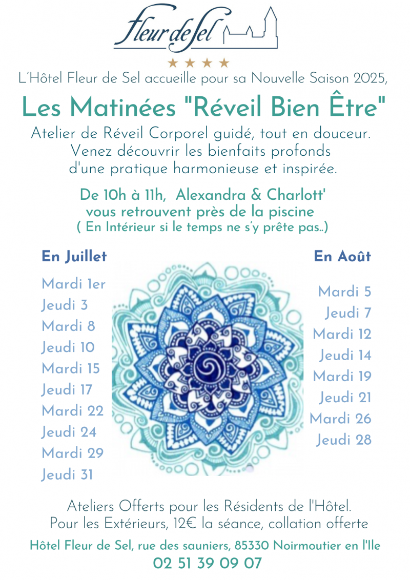 7 août 2025 - Les Matinées Réveil Bien Être à l'Hôtel Fleur de Sel avec la Coquette