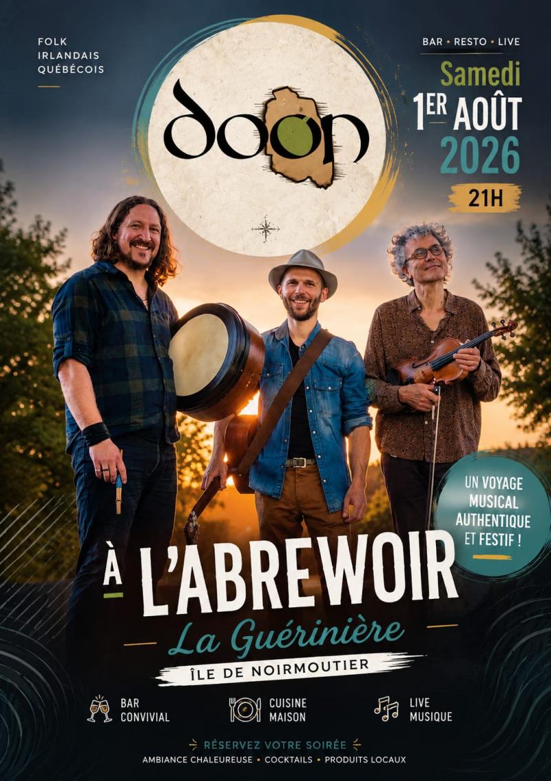 1er août 2026 - Concert : Doon Folk irlandais québécois à l'Abrewoir