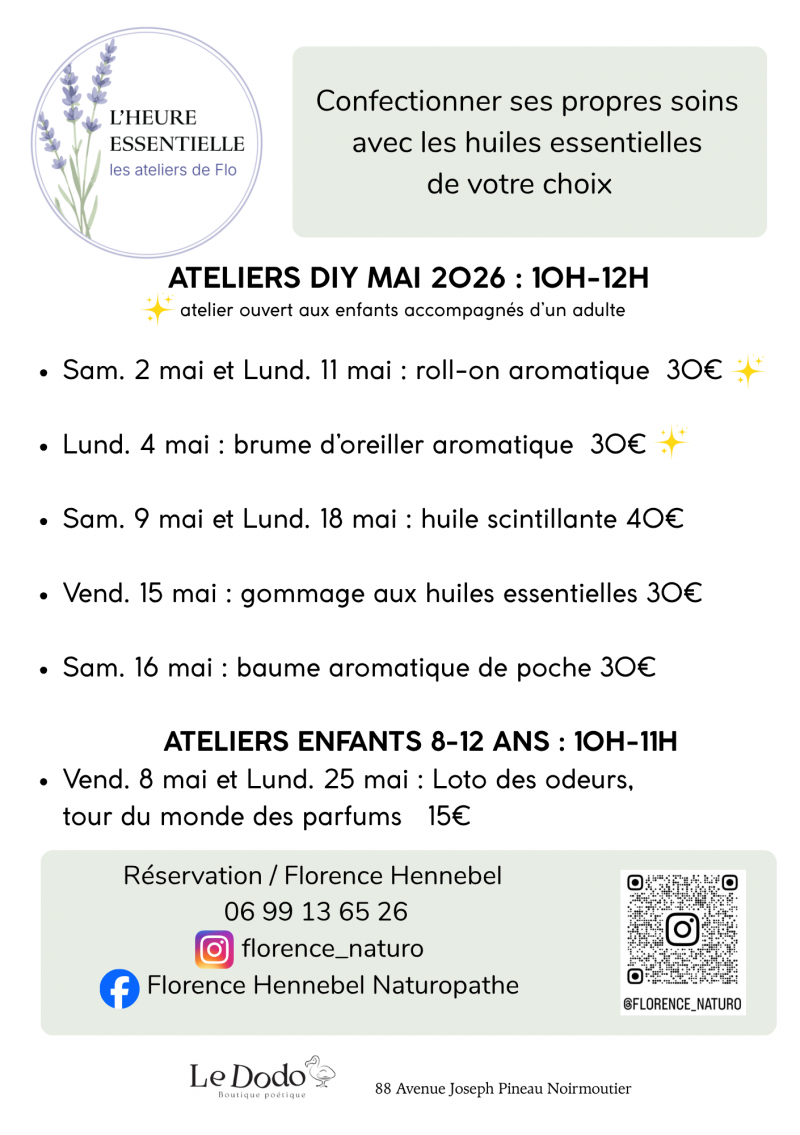 11 mai 2026 - Atelier roll-on aromatique avec Florence Hennebel