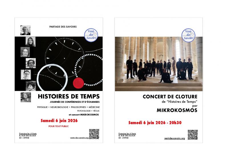6 juin 2026 - Histoires de temps : conférences, échanges, table ronde et spectacle avec l'association Vent des Savoirs