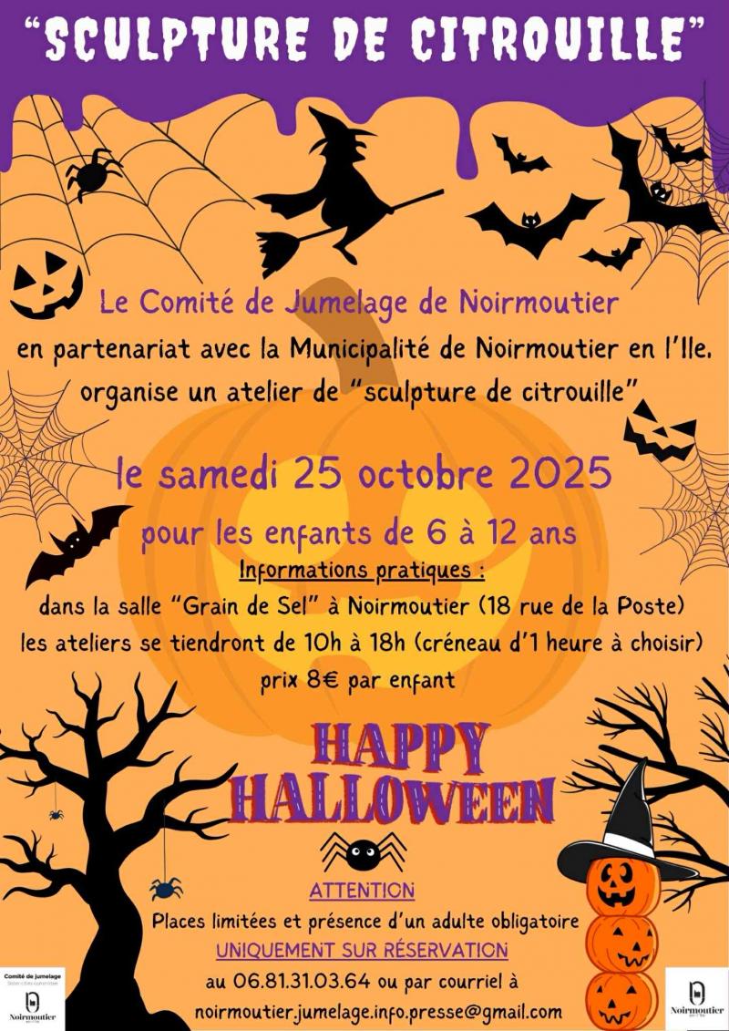 25 octobre 2025 - Atelier sculpture de citrouille pour les 6 à 12 ans
