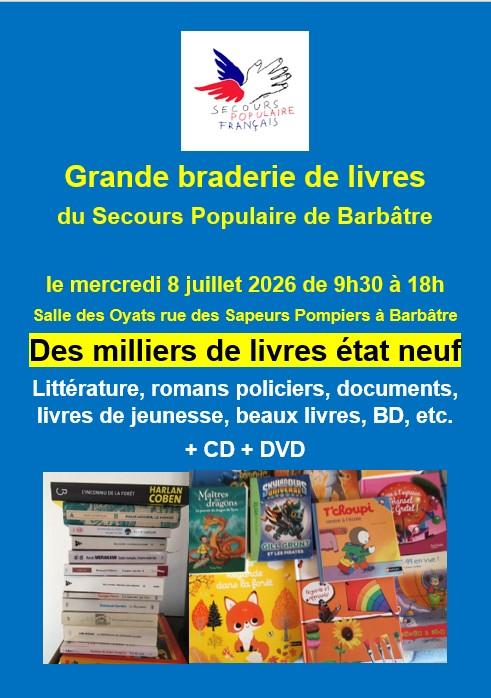 8 juillet 2026 - Grande braderie de livres, CD et DVD