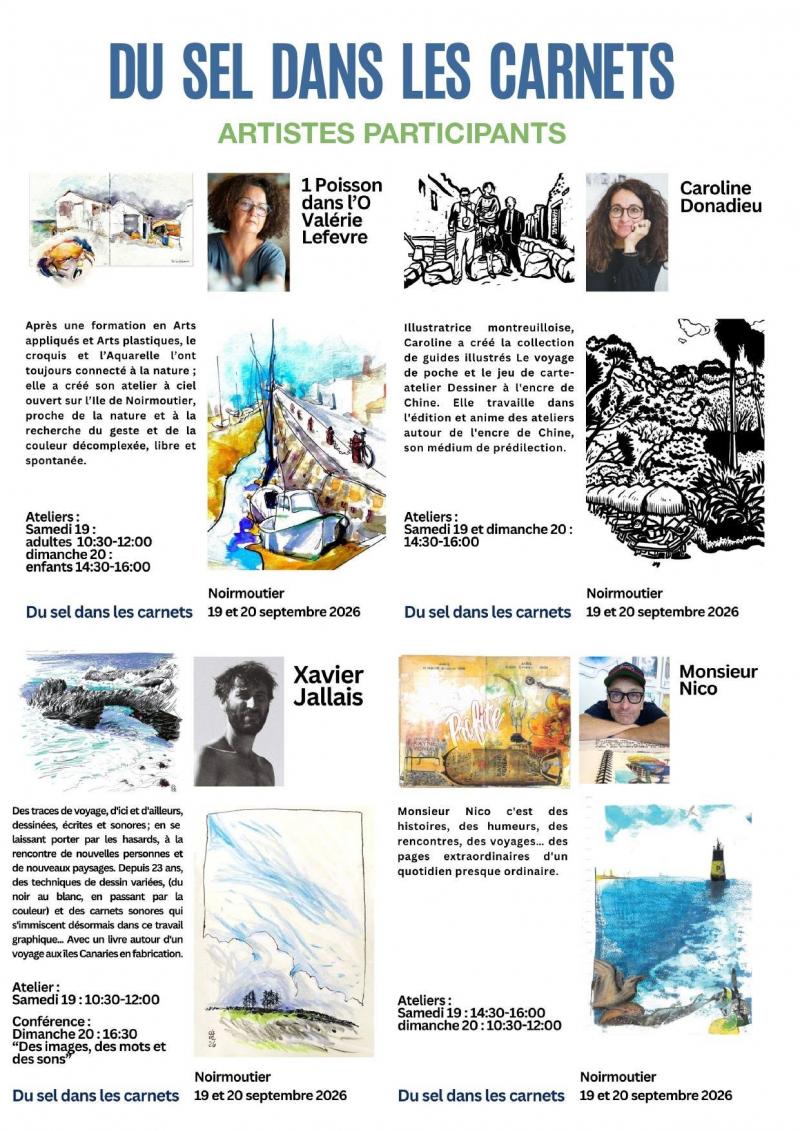 19 et 20 septembre 2026 - Ateliers : Du Sel dans les Carnets