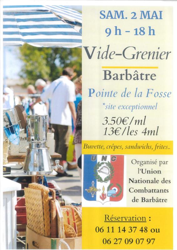 2 mai 2026 - Vide-greniers de l'Union Nationale des Combattants de Barbâtre