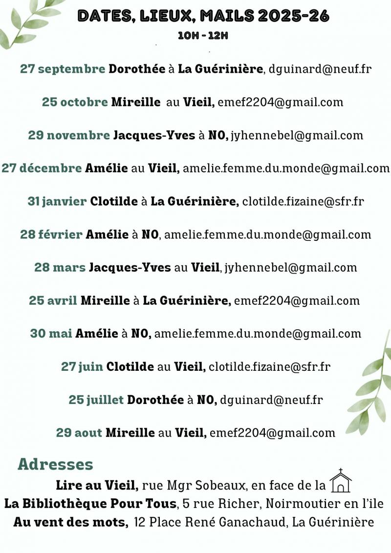 25 octobre 2025 - Atelier d'écriture à la Bibliothèque Lire au Vieil