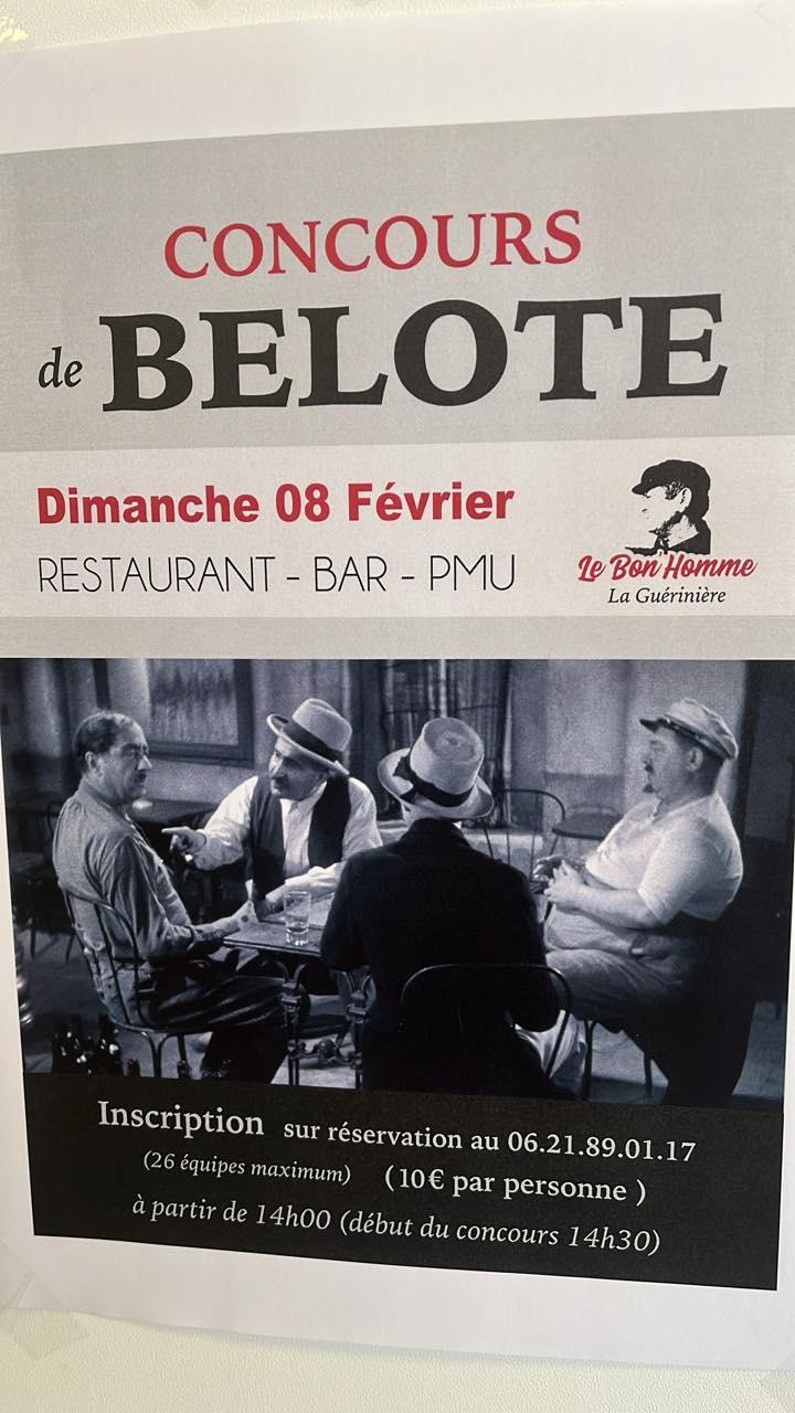 8 février 2026 - Concours de belote au bar Le Bon'Homme