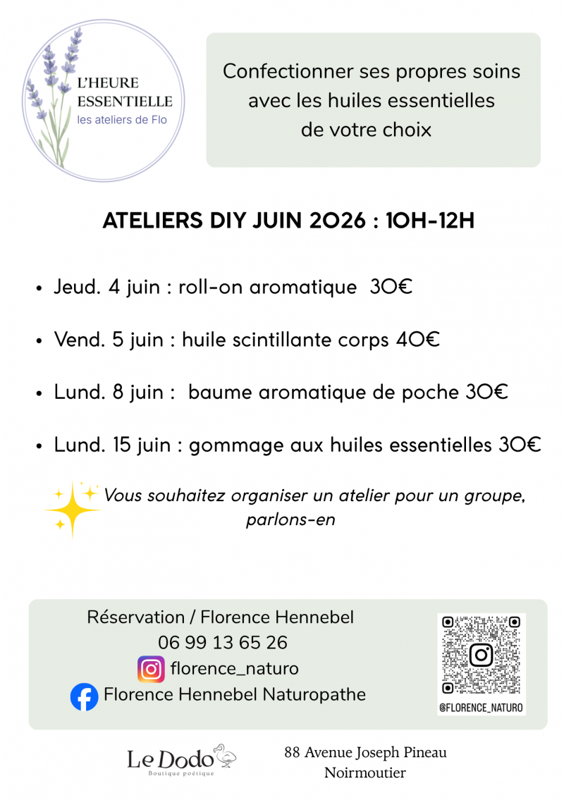 4 juin 2026 - Atelier roll-on aromatique avec Florence Hennebel