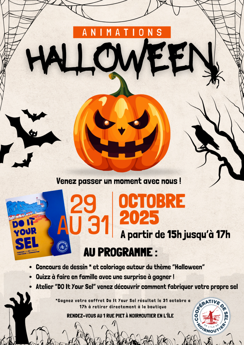 Du 29 au 31 octobre 2025 - Animations d'halloween : Concours, quizz et atelier