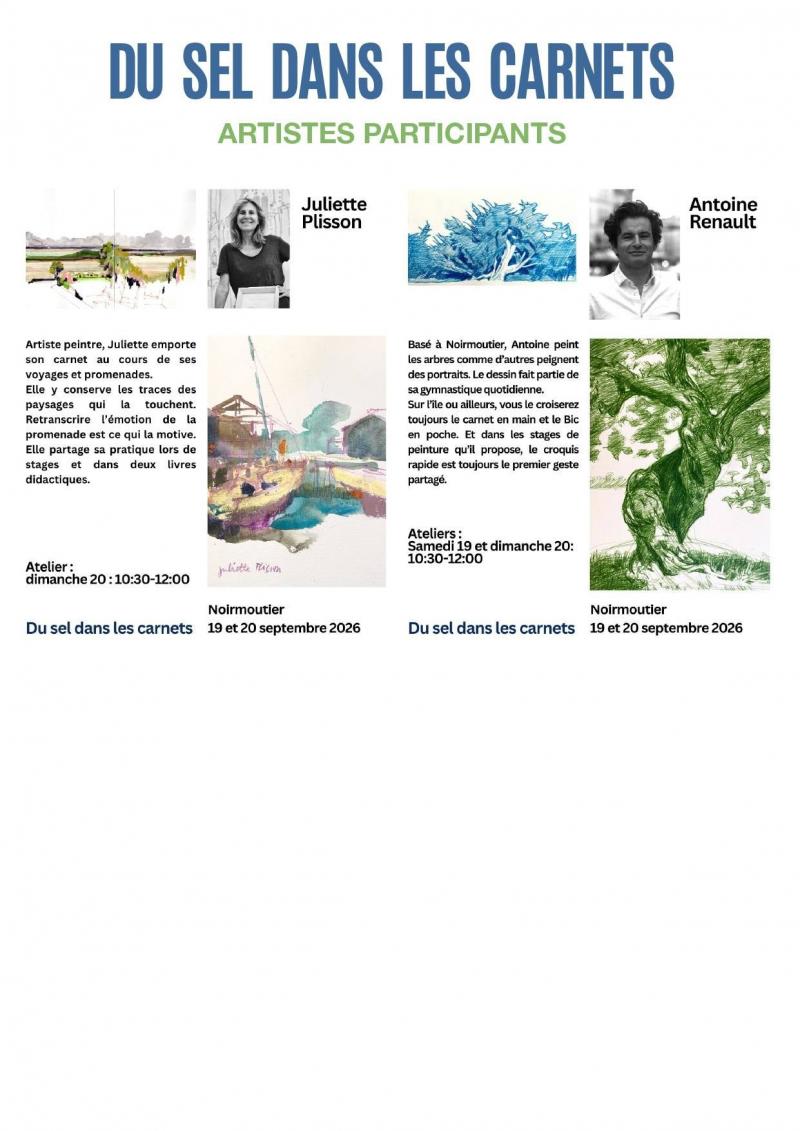 19 et 20 septembre 2026 - Ateliers : Du Sel dans les Carnets