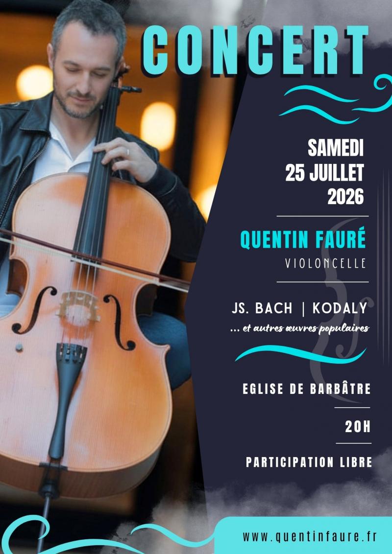 25 juillet 2026 - Concert de violoncelle - Quentin Fauré