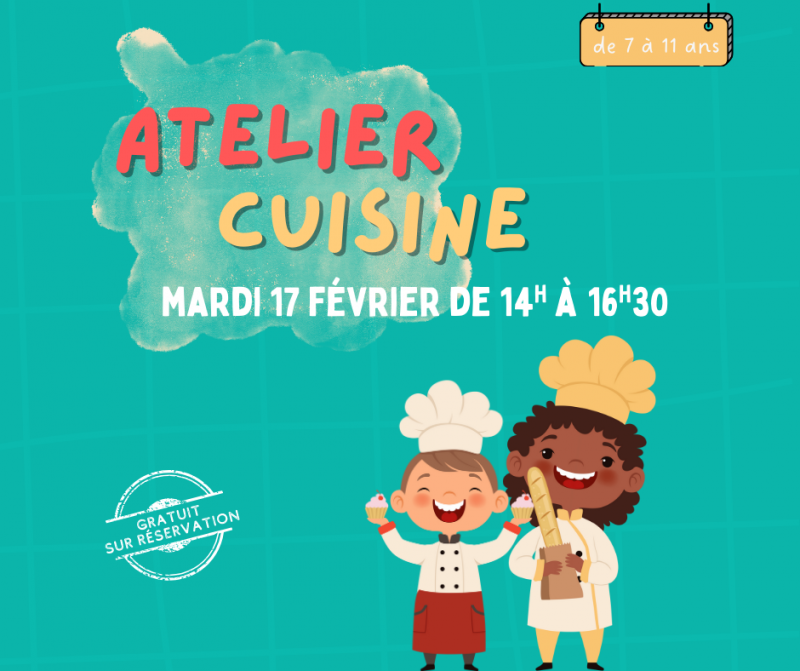 17 février 2026 - atelier cuisine pour les 7 à 11 ans